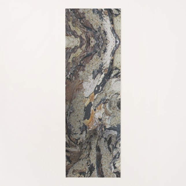 Driftwood Pattern Woodgrain Rustic Beach Yoga Mat (Front)