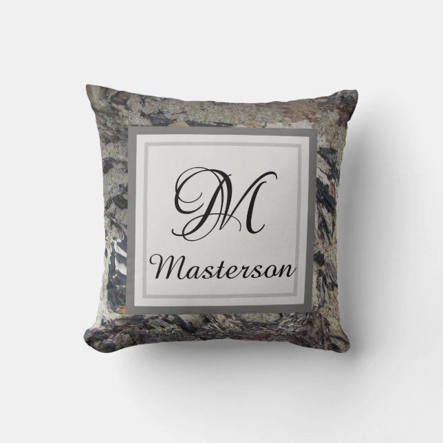 Driftwood Photo Abstract Nature Photo Monogram Cushion (Front)