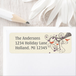 Driftwood Tree Orange Love Bird Return Address Return Address Label