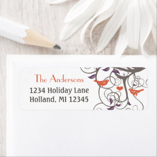 Driftwood Tree Orange Lovebird Return Address Labe Return Address Label