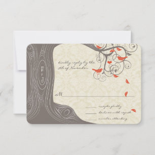 Driftwood Tree Swirl Love Birds Wedding Invitation