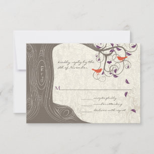 Driftwood Tree Swirl Love Birds Wedding RSVP