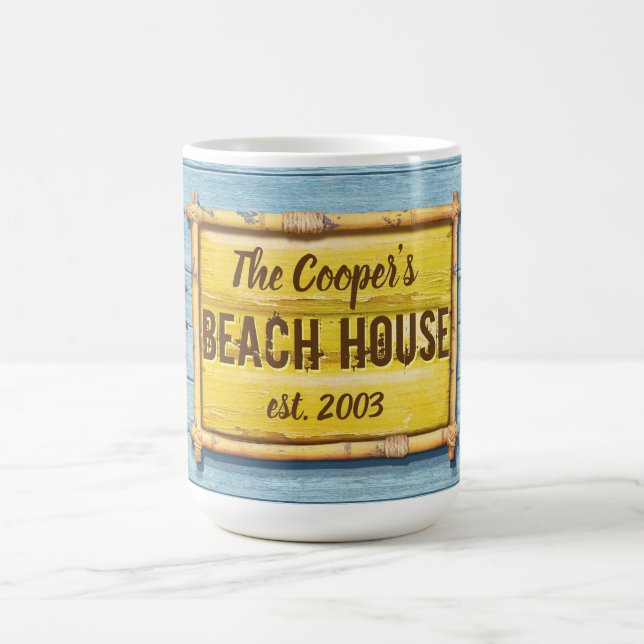 DriftwoodBeach House family sign large coffee mug. Coffee Mug (Center)