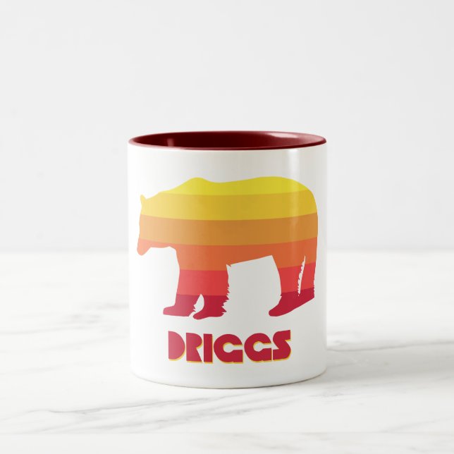 Driggs Idaho Rainbow Bear Two-Tone Coffee Mug (Center)