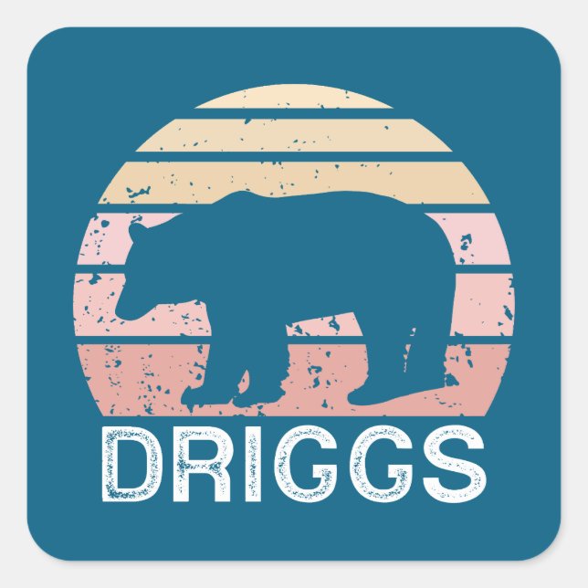 Driggs Idaho Retro Bear Square Sticker (Front)
