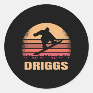 Driggs Idaho Snowboarding Outdoor Vintage Id Retro Classic Round Sticker