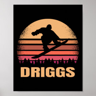 Driggs Idaho Snowboarding Outdoor Vintage Id Retro Poster
