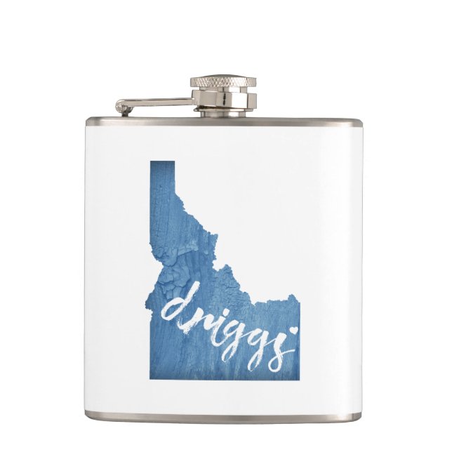 Driggs Idaho Wood Grain Hip Flask (Front)