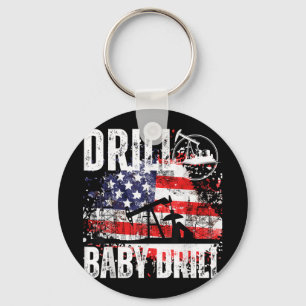 Drill Baby Drill Oilfield American Flag Oil Drilli Key Ring