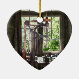 Drill Press by Window Ceramic Ornament