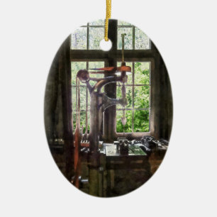 Drill Press by Window Ceramic Tree Decoration