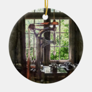 Drill Press by Window Ceramic Tree Decoration