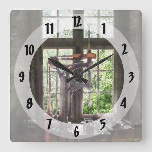 Drill Press by Window Square Wall Clock
