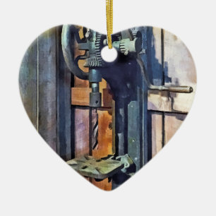 Drill Press in Shop Ceramic Ornament