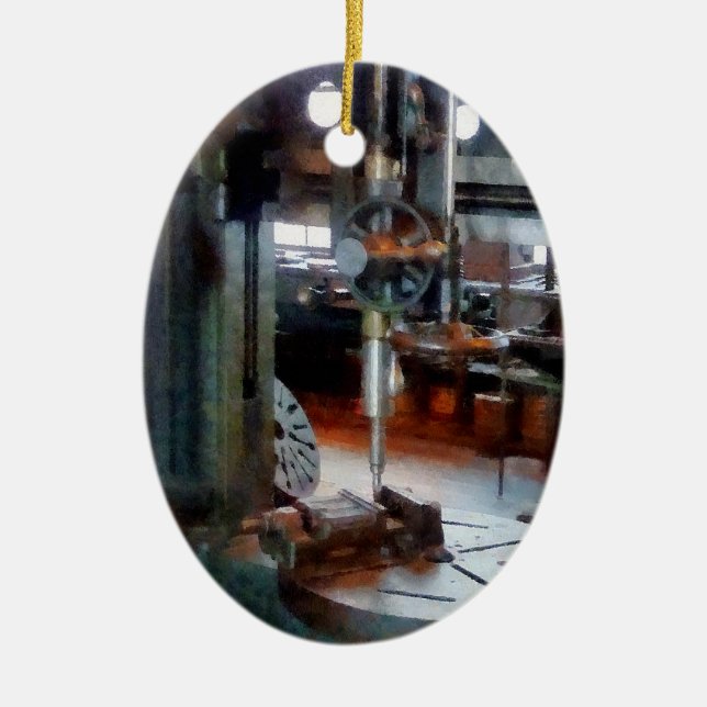Drill Press Near Window Ceramic Tree Decoration (Front)