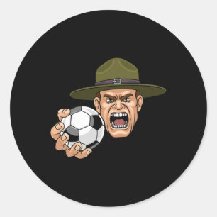 Drill Sergeant Instructor Holding A Soccer Ball Tr Classic Round Sticker
