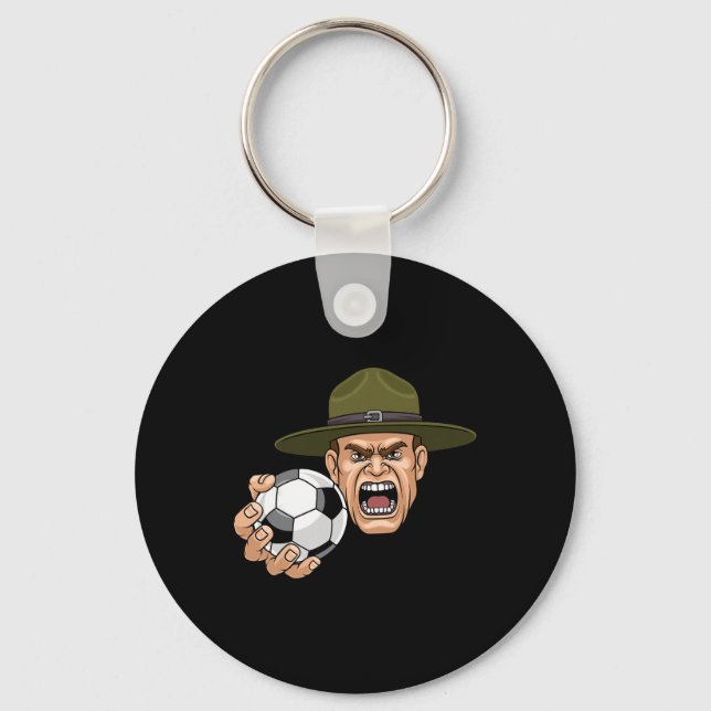 Drill Sergeant Instructor Holding A Soccer Ll Trai Key Ring (Front)