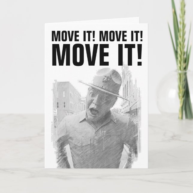 DRILL SERGEANT PENCIL SKETCH BIRTHDAY greeting Card (Front)