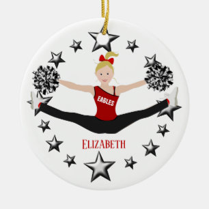 Drill Team Blonde Red And Black Ceramic Tree Decoration