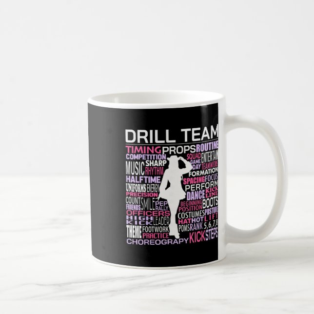 Drill Team Word Cloud Colour Guard Dance Cheerlead Coffee Mug (Right)