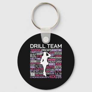 Drill Team Word Cloud Colour Guard Dance Cheerlead Key Ring