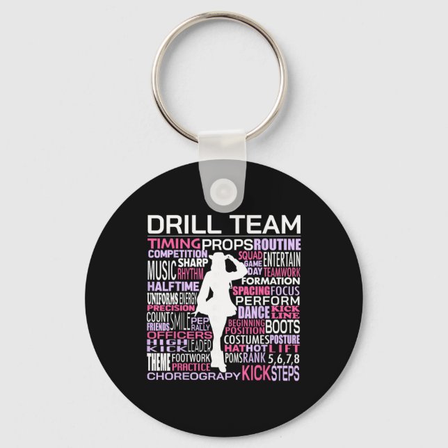 Drill Team Word Cloud Colour Guard Dance Cheerlead Key Ring (Front)