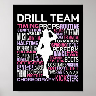 Drill Team Word Cloud Colour Guard Dance Cheerlead Poster