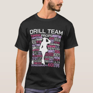 Drill Team Word Cloud Colour Guard Dance Cheerlead T-Shirt