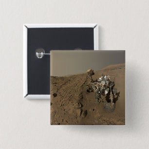 Drilling Mars Curiosity Red Martian Landscape 15 Cm Square Badge