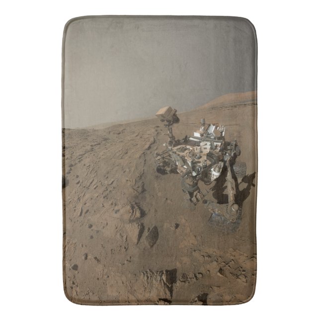 Drilling Mars Curiosity Red Martian Landscape Bath Mat (Front Vertical)
