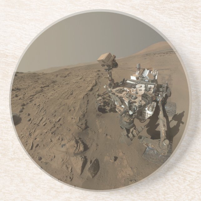 Drilling Mars Curiosity Red Martian Landscape Coaster (Front)