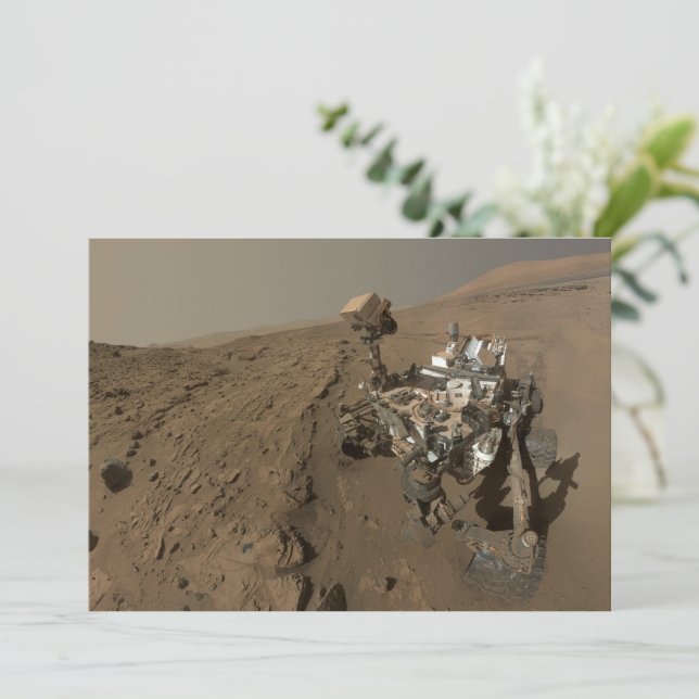 Drilling Mars Curiosity Red Martian Landscape Holiday Card (Standing Front)
