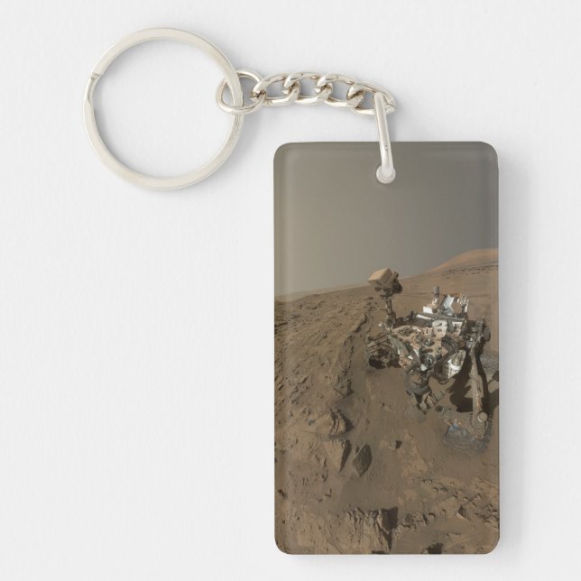 Drilling Mars Curiosity Red Martian Landscape Key Ring (Front)