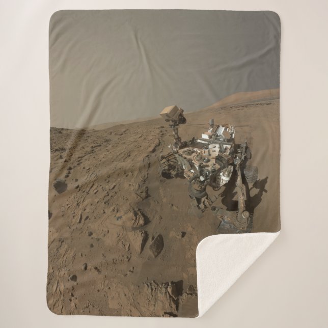Drilling Mars Curiosity Red Martian Landscape Sherpa Blanket (Front)