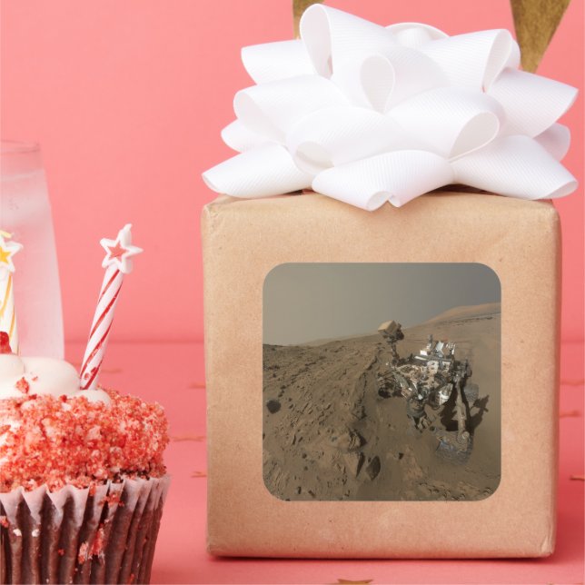 Drilling Mars Curiosity Red Martian Landscape Square Sticker (Party)