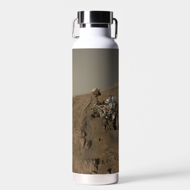 Drilling Mars Curiosity Red Martian Landscape Water Bottle (Front)