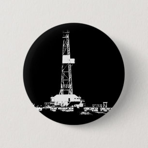 Drilling Rig Silhouette 6 Cm Round Badge