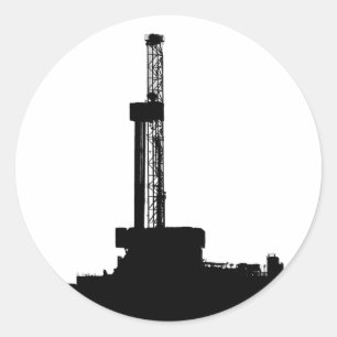Drilling Rig Silhouette Classic Round Sticker