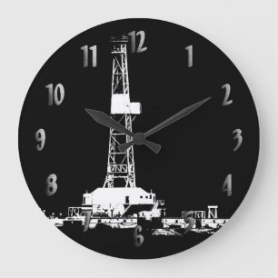 Drilling Rig Silhouette Clock (with Numbers)
