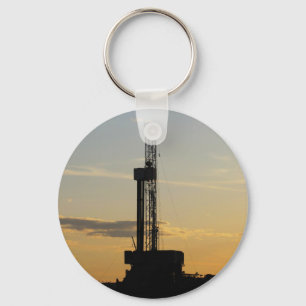 Drilling Rig Silhouette Key Ring