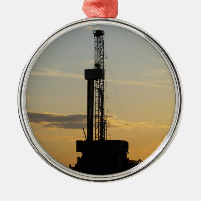 Drilling Rig Silhouette Metal Tree Decoration (Front)