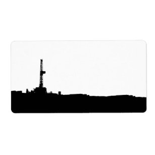 Drilling Rig Silhouette Shipping Lable