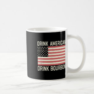 Drink American Bourbon Bottles American Usa Flag Coffee Mug