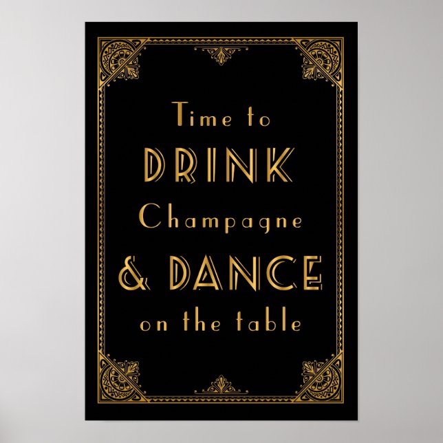 DRINK and DANCE Gatsby inspired wedding sign (Front)