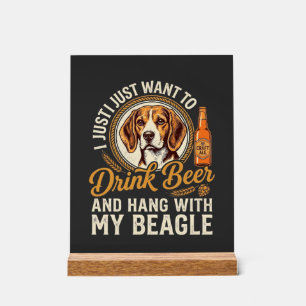 Drink Beer Beagle Dog Craft Ale Bottle Hops Acrylic Sign