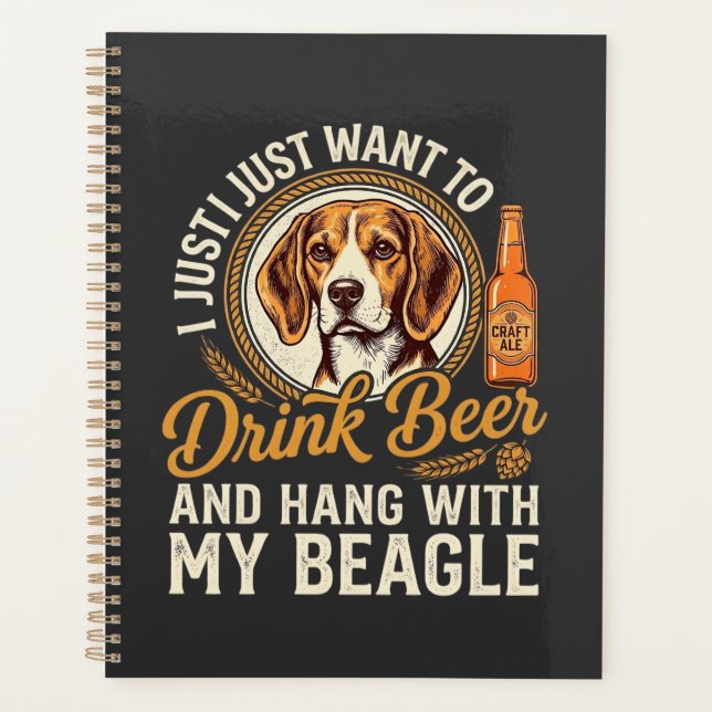 Drink Beer Beagle Dog Craft Ale Bottle Hops Planner (Front)