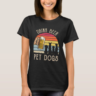 Drink Beer Pet Dogs Vintage Retro Sunset T-Shirt