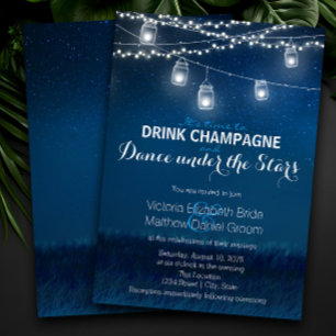 Drink Champagne Dance Under Stars Mason Jar Invitation
