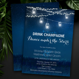 Drink Champagne Dance Under Stars Mason Jar Invitation