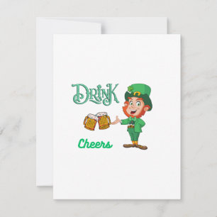 Drink Cheers with a Leprechaun and mugs on a card